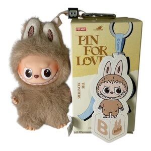 POP MART THE MONSTERS Pin for Love Series - Vinyl Plush Pendant - B (pale brown)